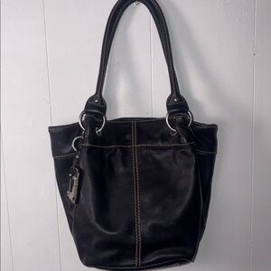 Tignanello  Black Leather Tote Bag
